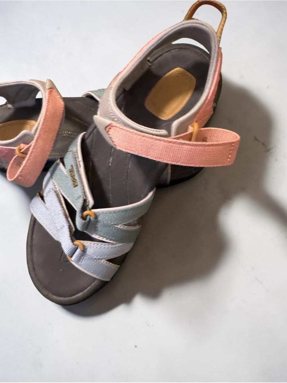 Teva Women's Tirra Sandals. Size 8 Gray, Pink,Blue and Green